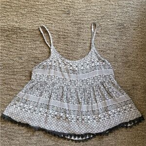 La Hearts Cream Smocked Peplum Camisole